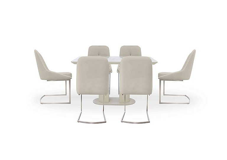 Avorio Fixed Dining Table and 6 Cantilever Chairs Set