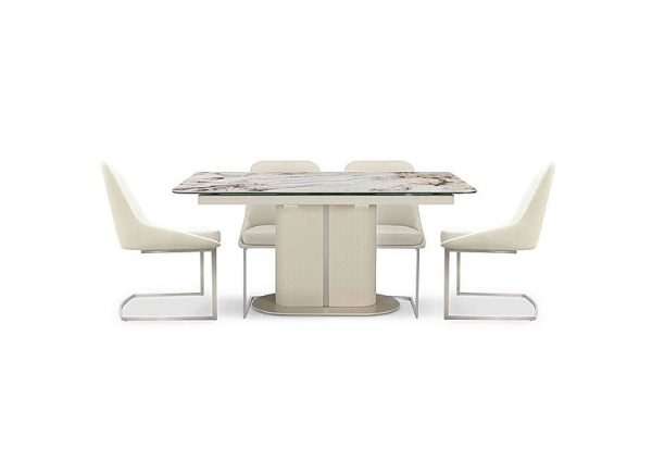 Avorio Large Pop Up Extending Dining Table and 4 Chairs