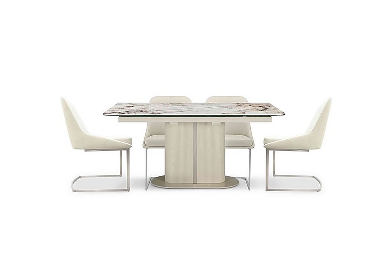 Avorio Large Pop Up Extending Dining Table and 4 Chairs