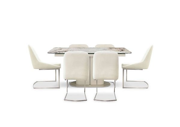 Avorio Large Pop Up Extending Dining Table and 6 Chairs