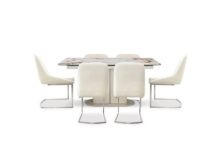 Avorio Large Pop Up Extending Dining Table and 6 Chairs