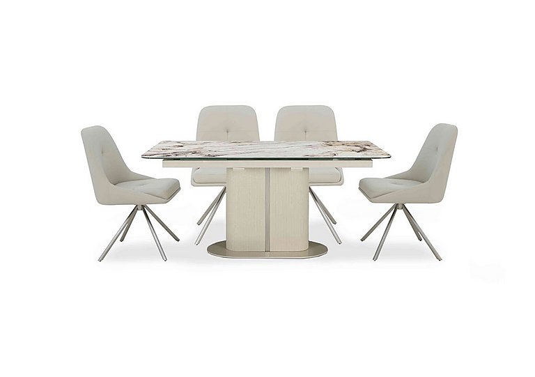 Avorio Large Pop Up Extending Dining Table and 4 Swivel Chairs