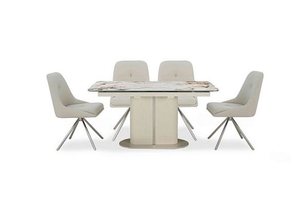 Avorio Small Pop Up Extending Dining Table and 4 Swivel Chairs