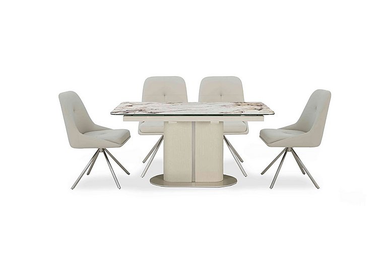 Avorio Small Pop Up Extending Dining Table and 4 Swivel Chairs