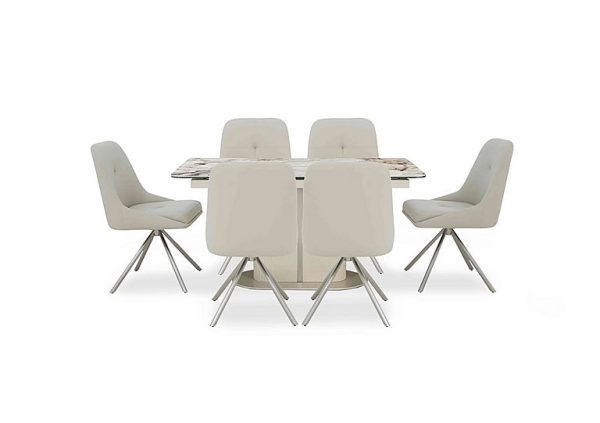 Avorio Small Pop Up Extending Dining Table and 6 Swivel Chairs