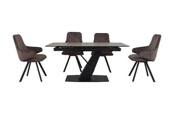 Enterprise Dining Table and 4 Swivel Arm Chairs Set