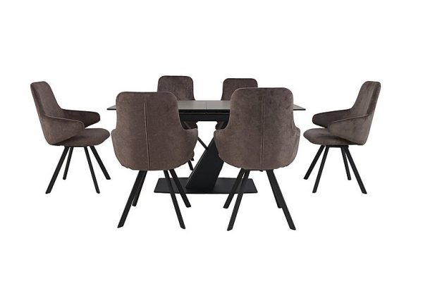 Enterprise Dining Table and 6 Swivel Arm Chairs Set