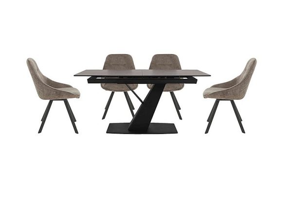 Enterprise Extending Dining Table and 4 Quilted Swivel Chairs Set