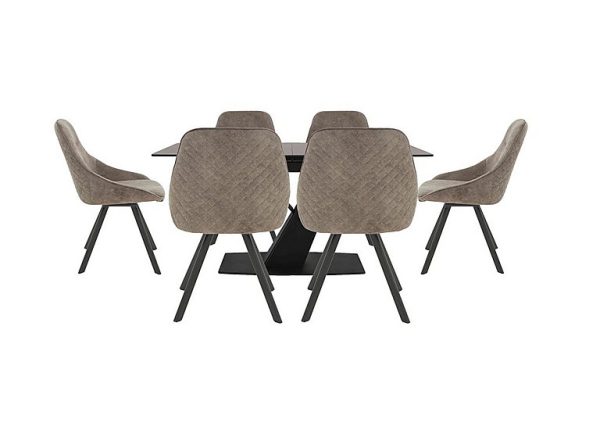 Enterprise Extending Dining Table and 6 Quilted Swivel Chairs Set