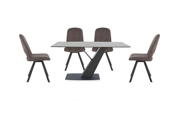 Enterprise 150cm Fixed Dining Table and 4 Swivel Dining Side Chairs