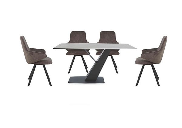 Enterprise 150cm Fixed Dining Table and 4 Swivel Dining Arm Chairs