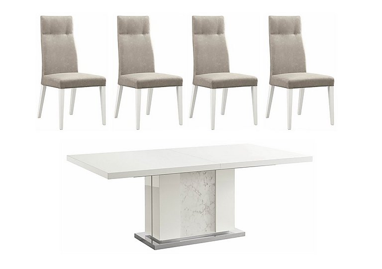 ALF Fascino Large Extending Dining Table and 4 Faux Leather Chairs