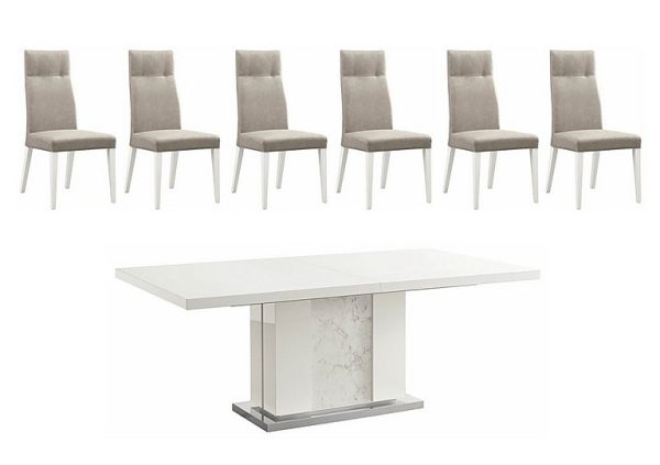 ALF Fascino Large Extending Dining Table and 6 Faux Leather Chairs