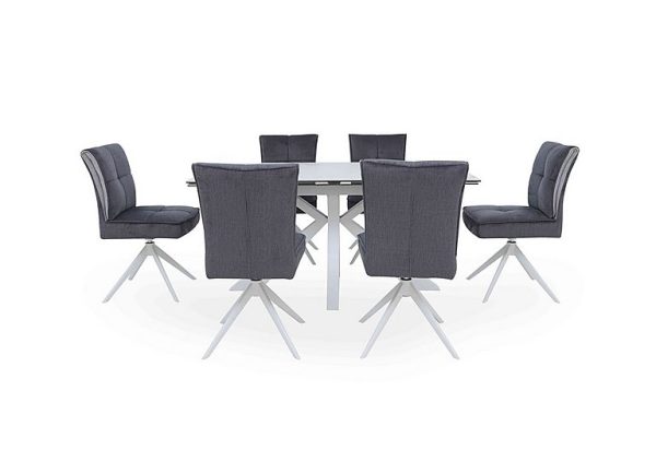 Glacier Large Extending Dining Table and 6 Swivel Chairs