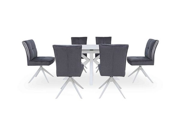 Glacier Small Extending Dining Table and 6 Swivel Chairs