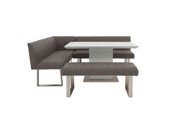 Grigio Fixed Dining Table Left Hand Facing Corner Bench and Small Standard Bench Set