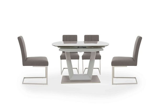 Grigio Swivel Dining Table with 4 Fixed Chairs