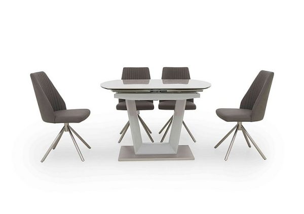 Grigio Swivel Extending Dining Table with 4 Swivel Chairs