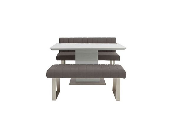 Grigio Fixed Dining Table High Back Bench and Small Standard Bench Set