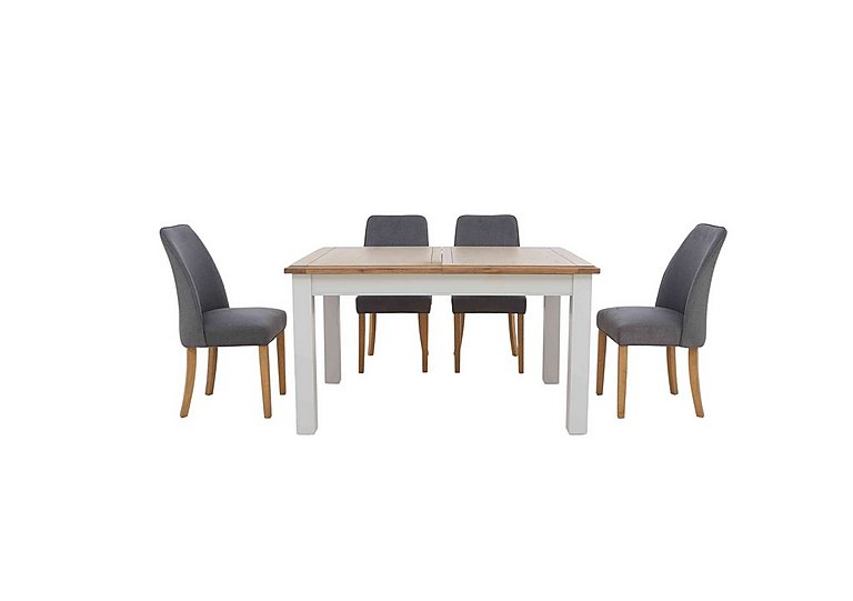 Furnitureland Hamilton Rectangular Extending Dining Table and 4 Fabric Chairs