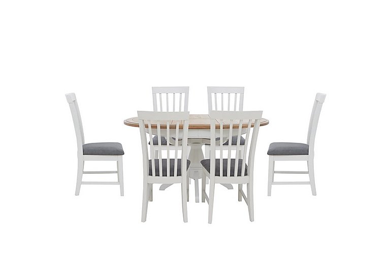 Furnitureland Hamilton Round Extending Dining Table and 6 Wooden Chairs