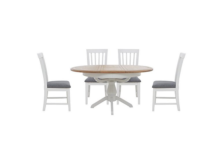 Furnitureland Hamilton Round Extending Dining Table and 4 Wooden Chairs