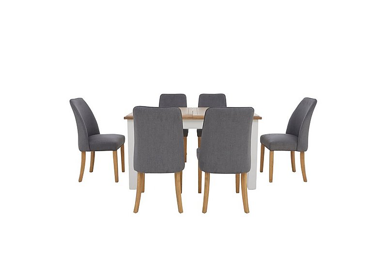 Furnitureland Hamilton Rectangular Extending Dining Table and 6 Fabric Chairs