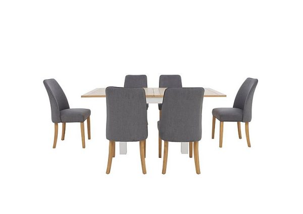 Furnitureland Hamilton Flip Top Dining Table and 6 Fabric Chairs