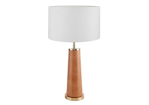 Laurence Tan Leather and Brass Table Lamp