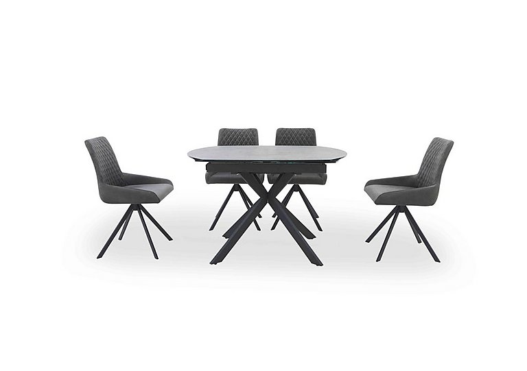 Matteo Swivel Dining Table with 4 Velvet Chairs