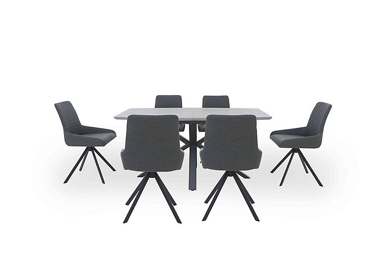 Matteo Extending Dining Table with 6 Faux Leather Chairs