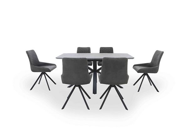 Matteo Extending Dining Table with 6 Velvet Chairs