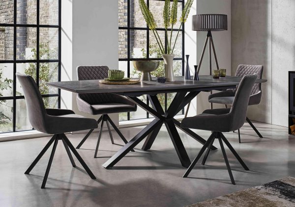 Matteo Extending Dining Table with 4 Velvet Chairs