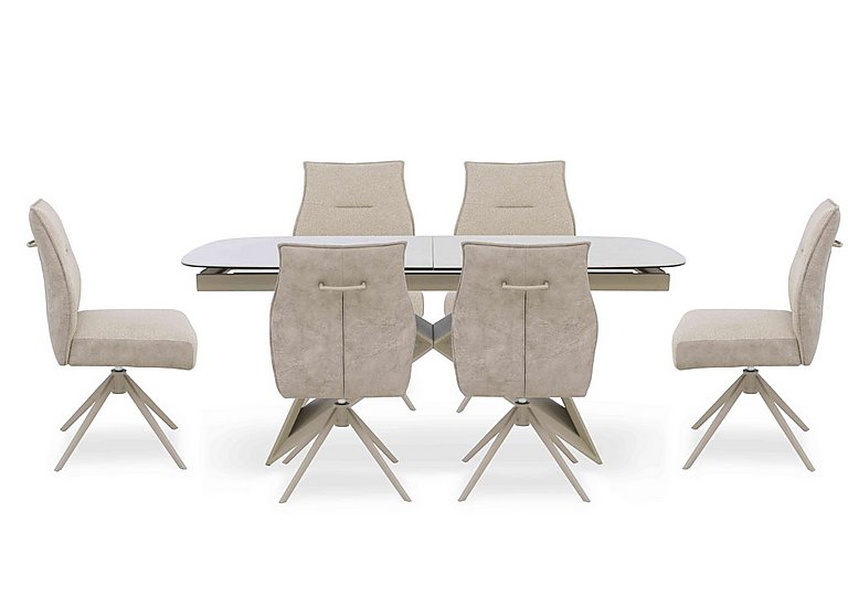 Mirage Large Extending Dining Table and 6 Swivel Chairs