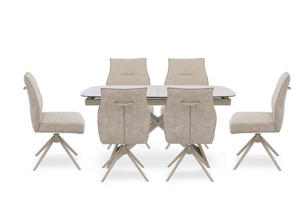 Mirage Small Extending Dining Table and 6 Swivel Chairs