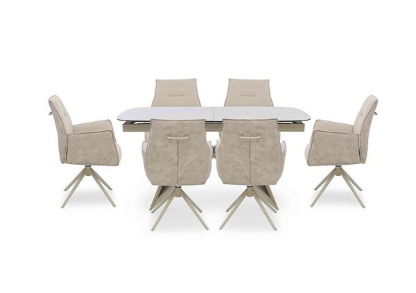 Mirage Small Extending Dining Table and 4 Swivel Dining Arm Chairs