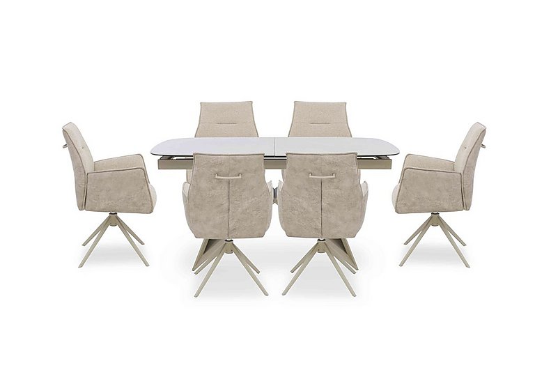 Mirage Small Extending Dining Table and 6 Swivel Dining Arm Chairs