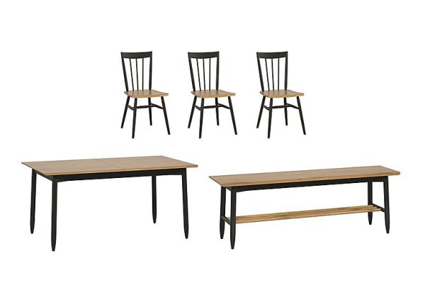 Ercol Monza Medium Extending Dining Table 3 Chairs and Bench