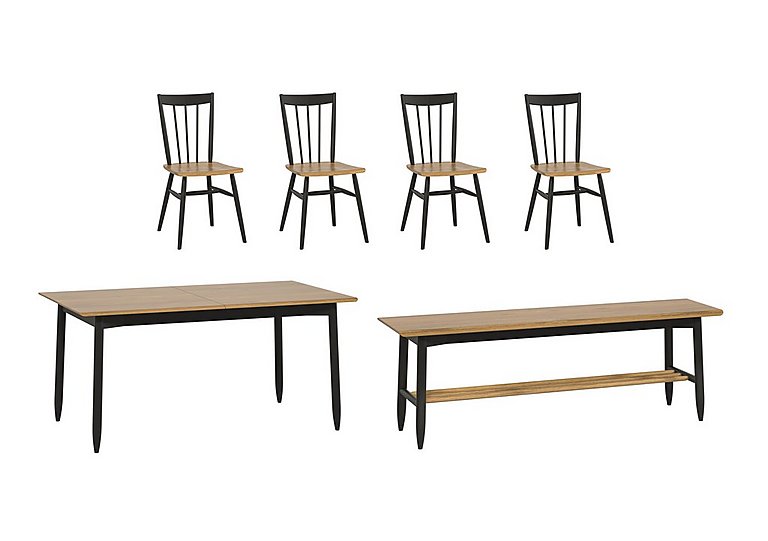 Ercol Monza Medium Extending Dining Table 4 Chairs and Bench