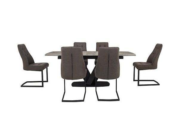 Merlin Large Extending Dining Table with 6 Chairs Set