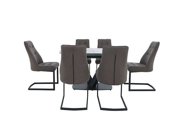 Merlin Small Extending Dining Table with 6 Chairs Set