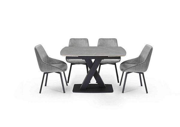 Murcia Extending Dining Table and 4 Veja Swivel Chairs