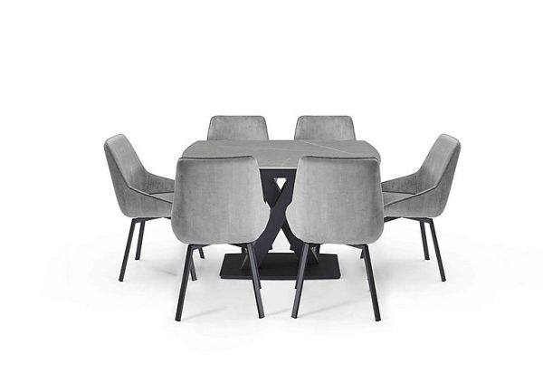 Murcia Extending Dining Table and 6 Veja Swivel Chairs