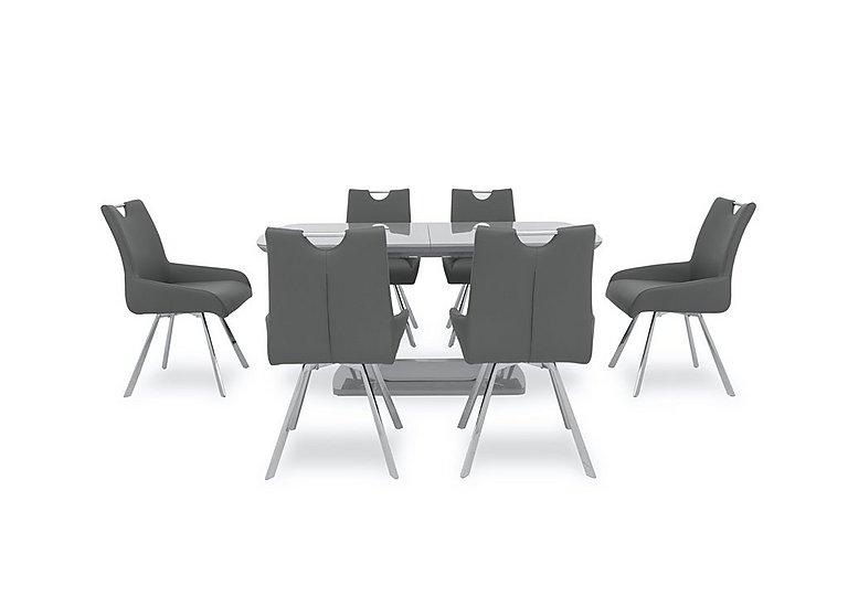 Nadal Extending Dining Table and 6 Swivel Dining Arm Chairs