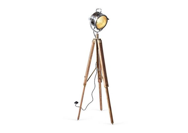 Culinary Concepts Spotlight Floor Lamp with Two Tone Natural Wood Tripod