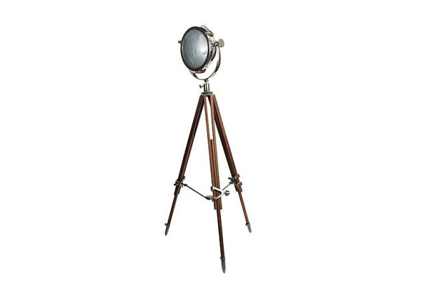 Culinary Concepts Rolls Headlamp Floor Lamp with Natural Wood Tripod