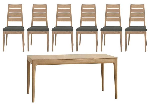 Ercol Romana Medium Extending Dining Table and 6 Slatted Chairs