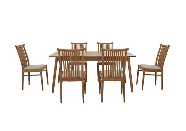 Ercol Teramo Medium Dining Table and 6 Slatted Chairs