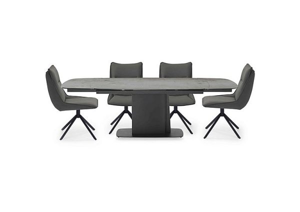 Catalina Large Extending Dining Table and 4 Swivel Chairs Dark Grey