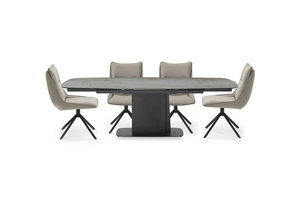 Catalina Large Extending Dining Table and 4 Swivel Chairs Taupe